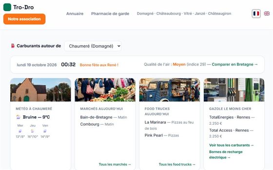 Page d'accueil du portail local Tro-Dro