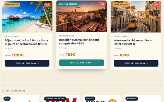 Page du site Voyages Malins, bons plans voyage