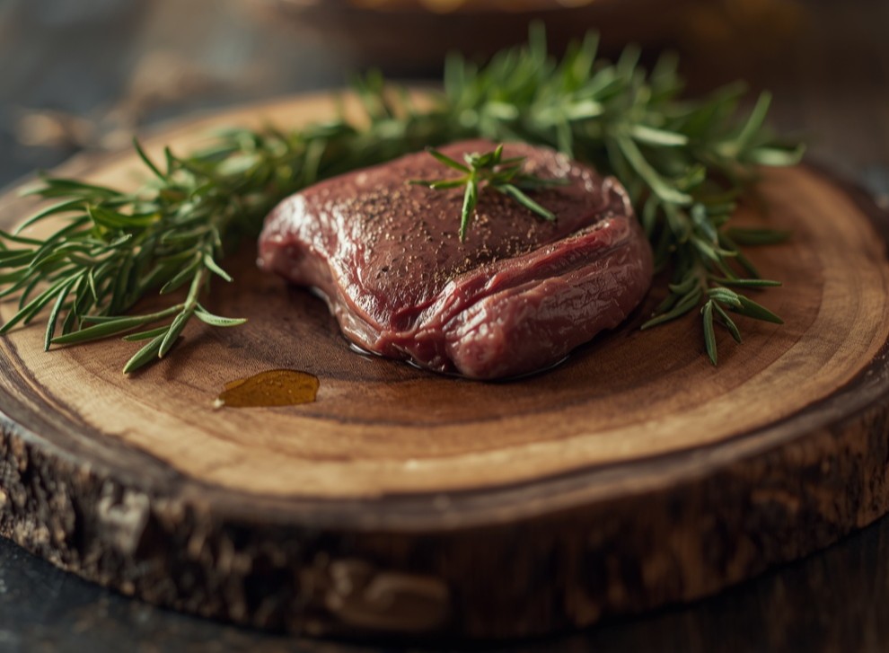 viande de veau artisanal sur table en bois