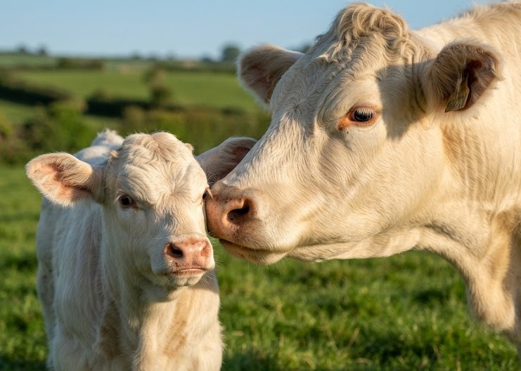 veau à côté de sa mère